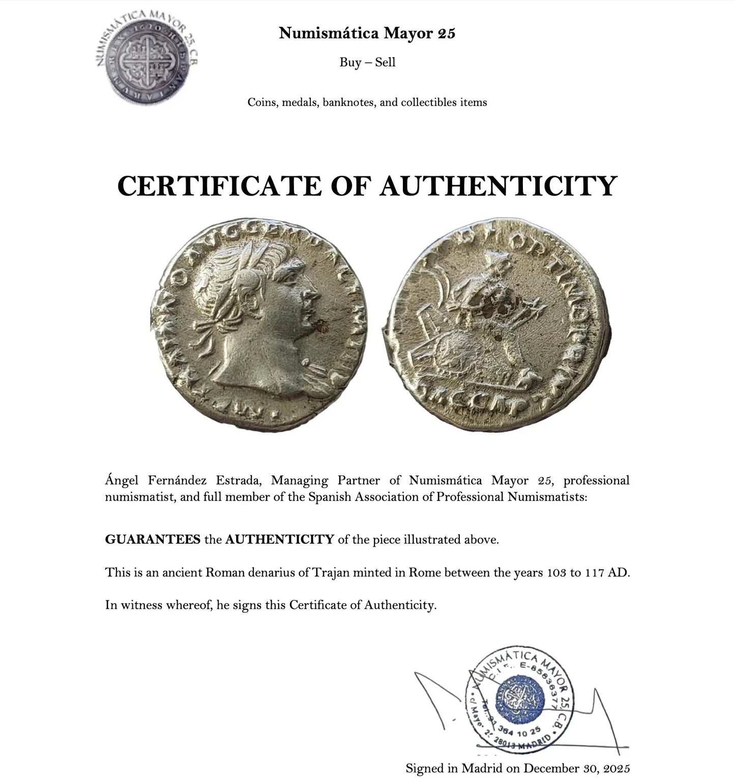 Silver Denarius Pendant