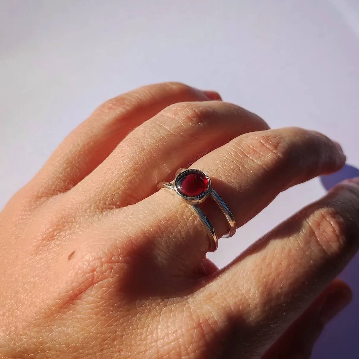 Double Thread Garnet Ring