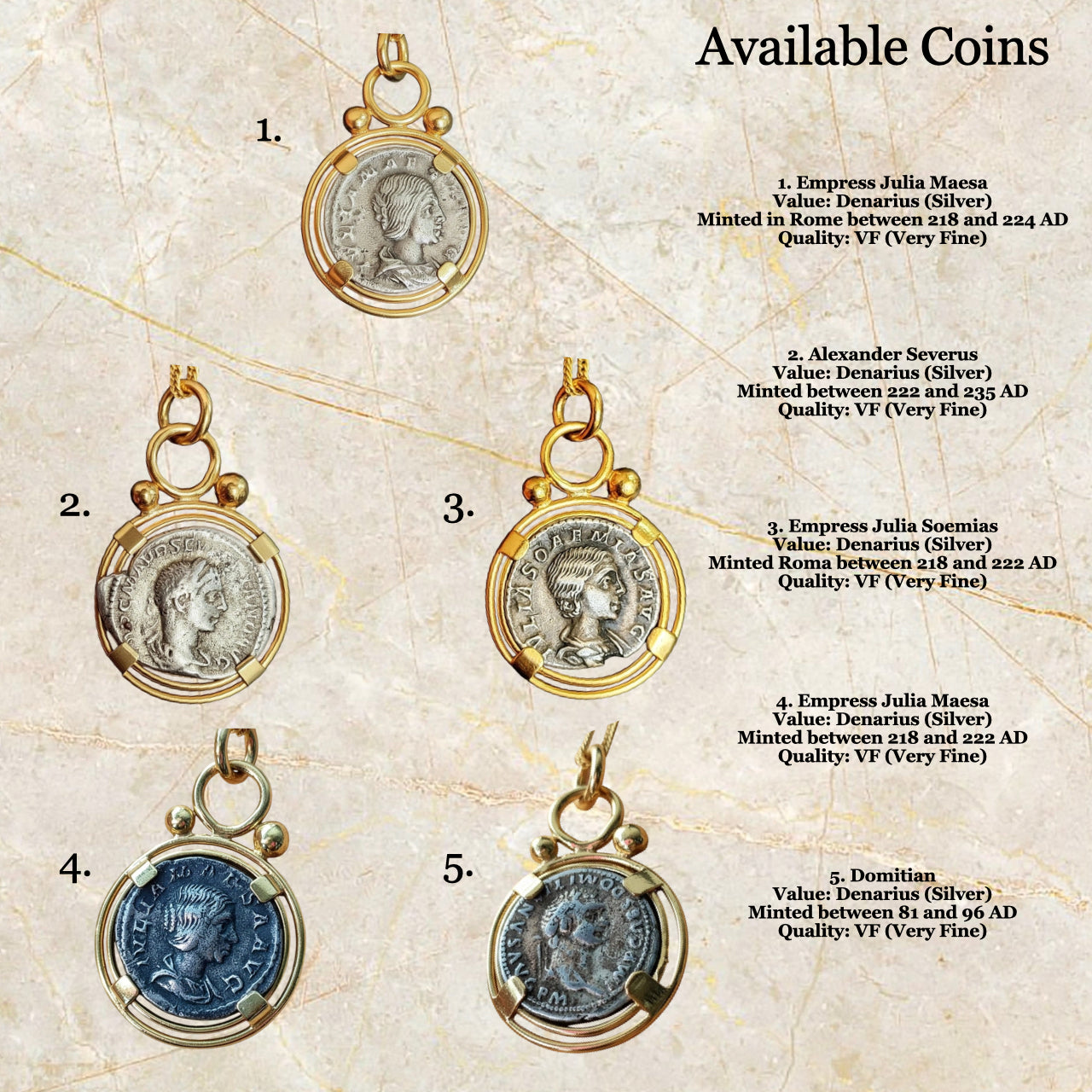 Silver Denarius Pendant