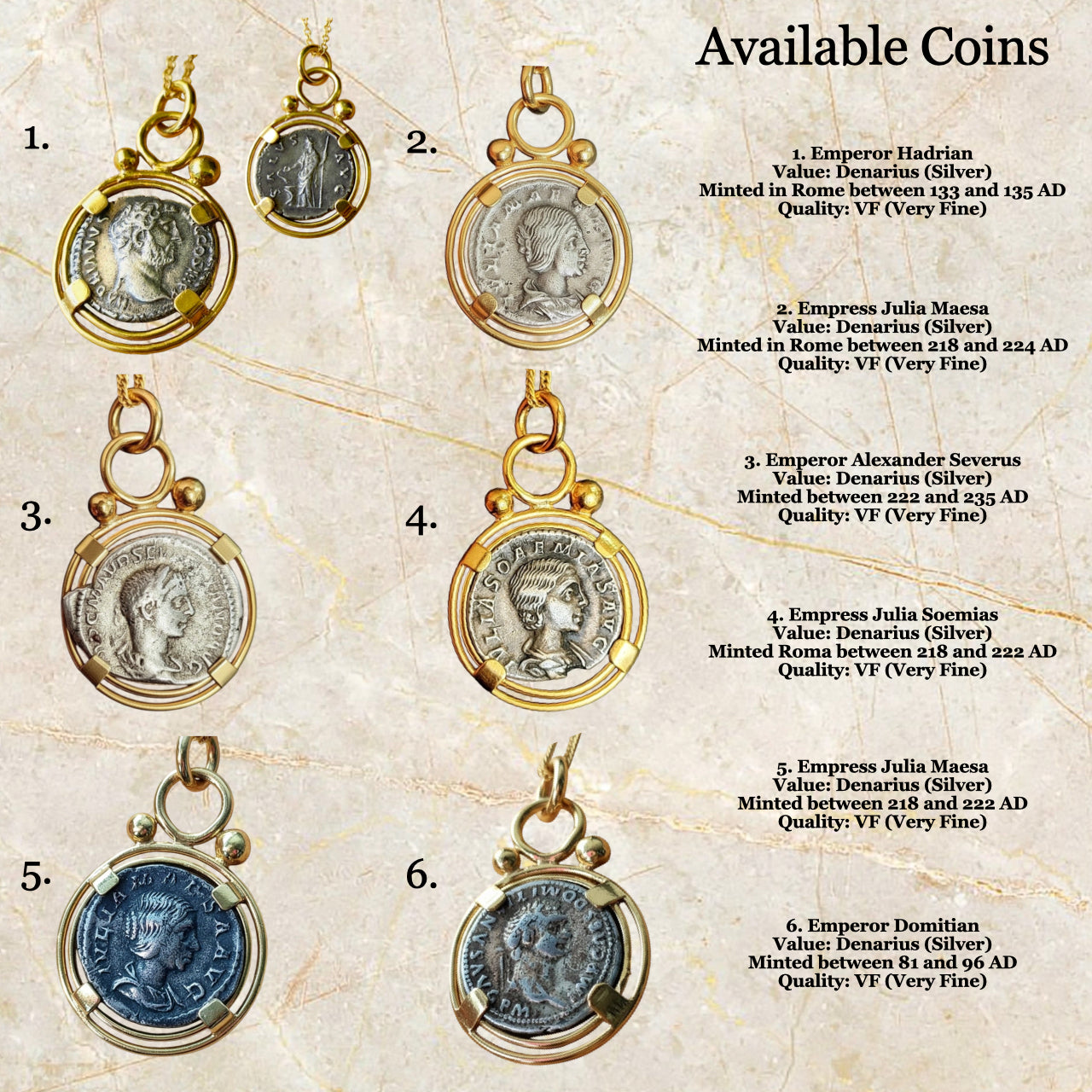 Silver Denarius Pendant